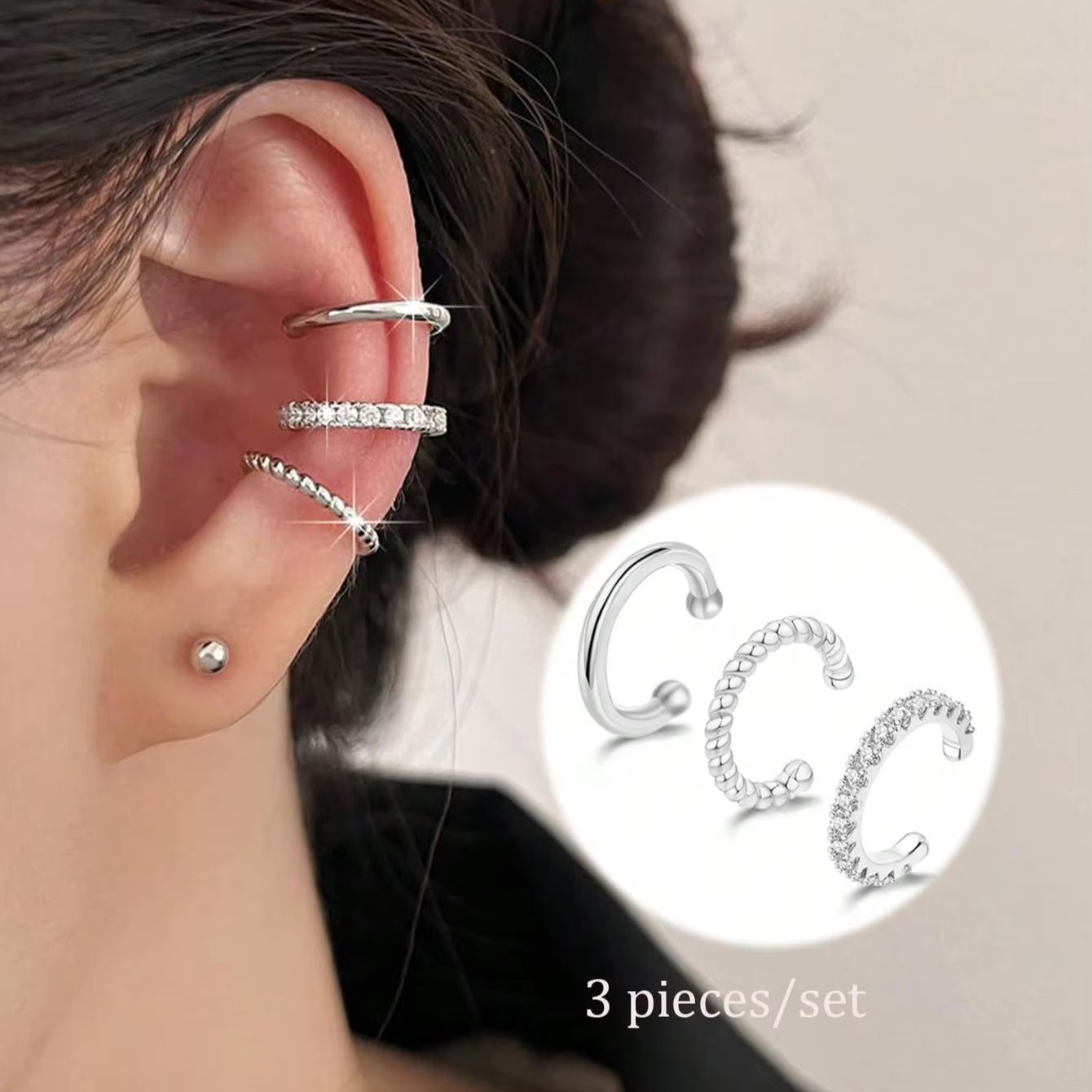 Body Jewelry Hypoallergenic - Juego de 3 Pendientes de Oreja