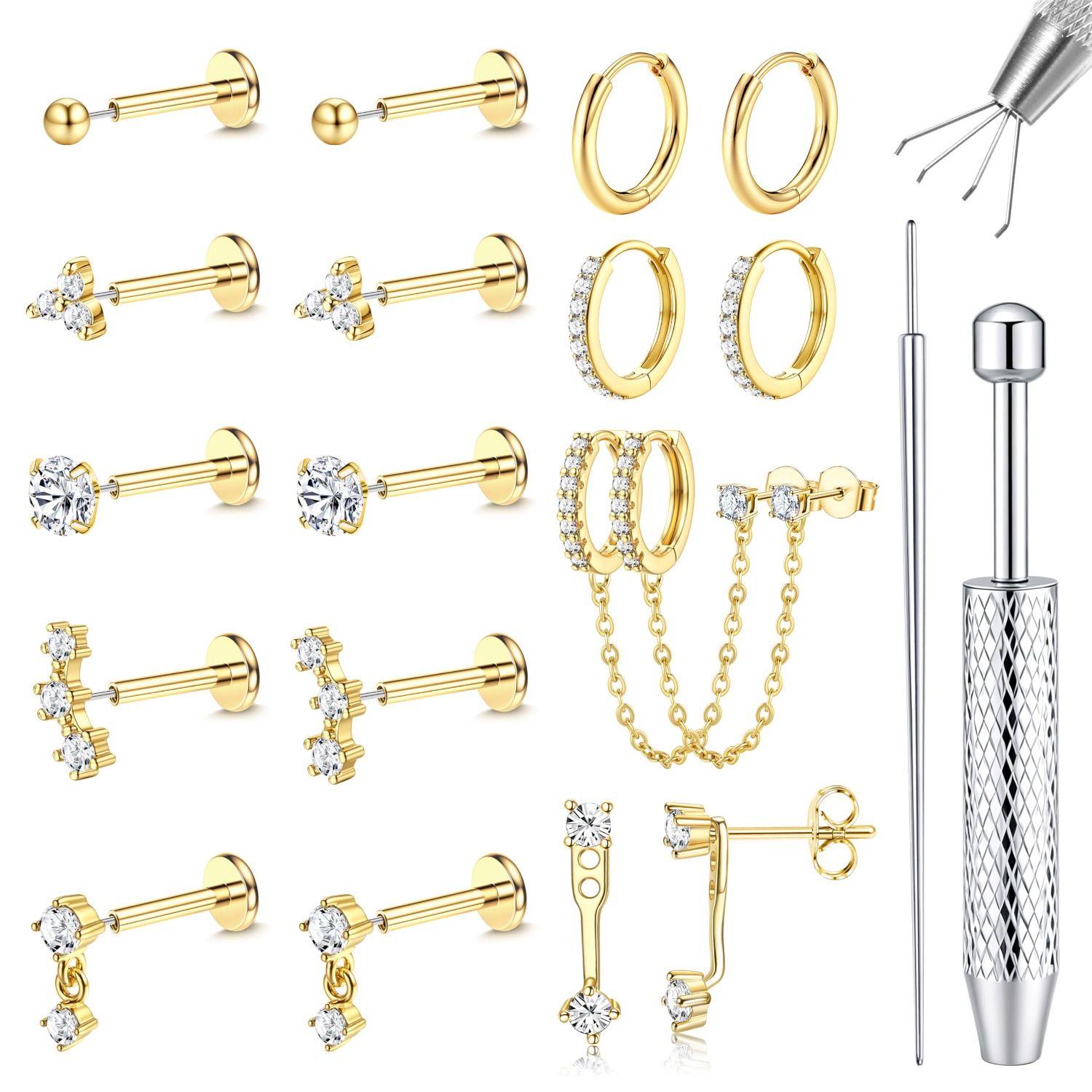 Body Jewelry Surgical Steel - Pendientes de espalda plana de 20G