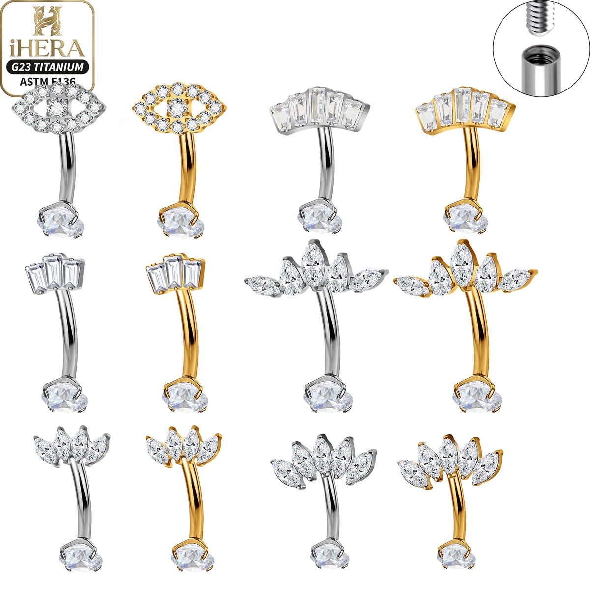 Rook Curved Barbell - Set de Piercings Clásicos Básicos de