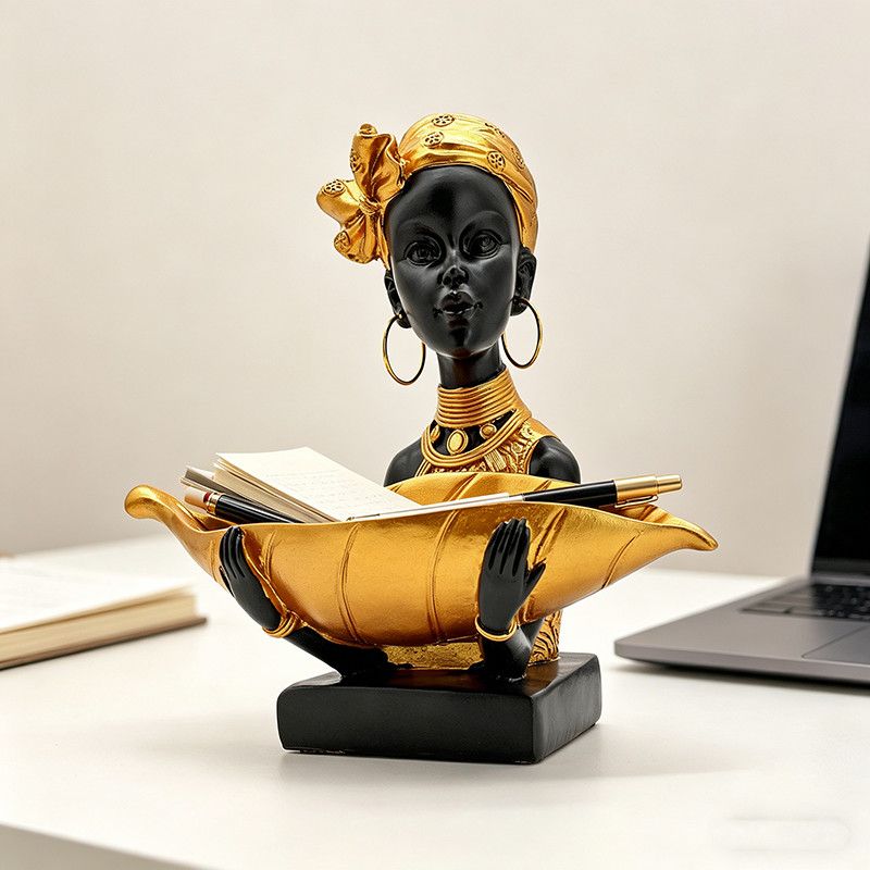 Body Jewelry Holder - Busto de Mujer Africana con Bandeja