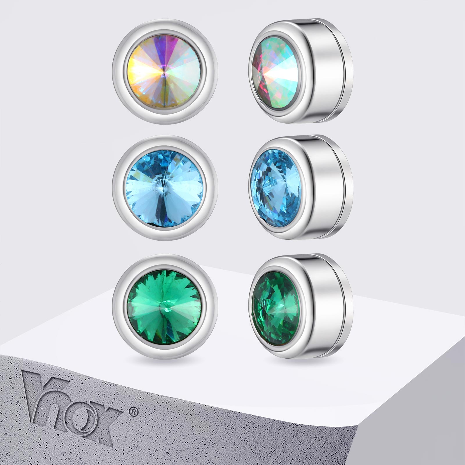 Body Jewelry Hypoallergenic - Pendientes magnéticos de circón Vnox para