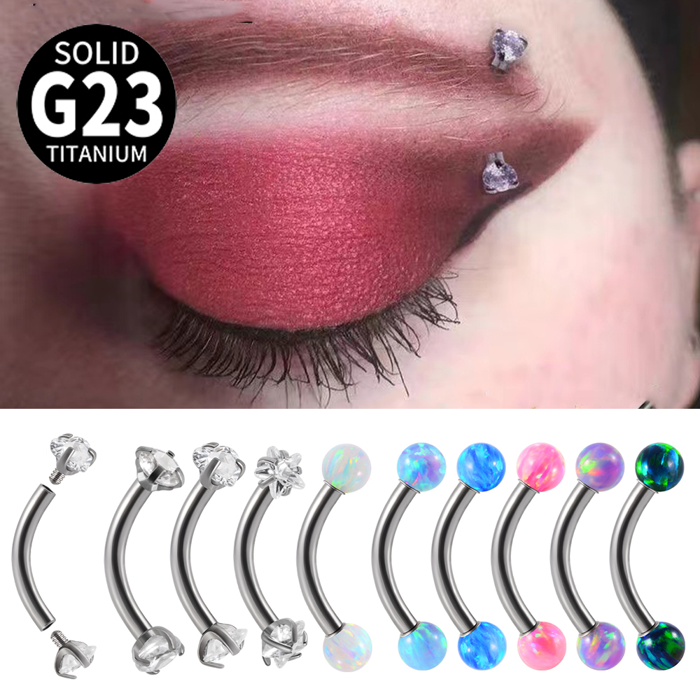 Rook Curved Barbell - 1 pieza G23 titanio CZ rosca