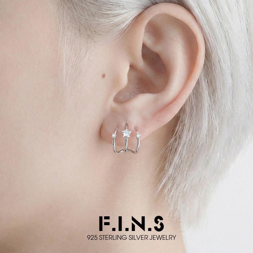 Body Jewelry Hypoallergenic - F.I.N.S Original minimalista Triple-Prong S925 pendientes