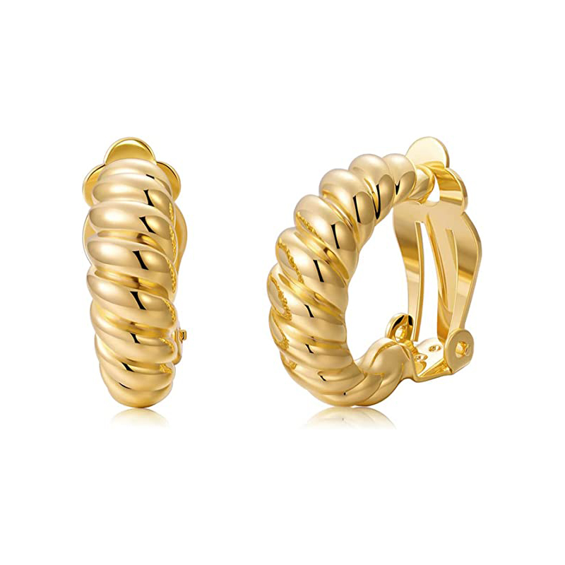 Body Jewelry Hypoallergenic - Pendientes de Clip de aro dorado