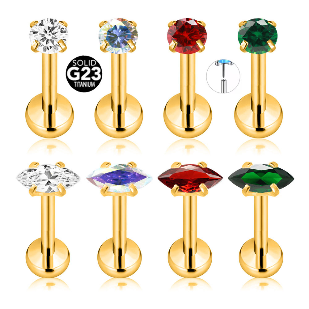 Body Jewelry Threadless - ASTM F136 G23 titanio Marquesa CZ