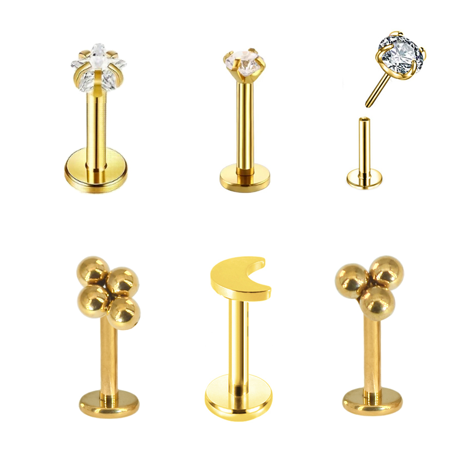 Body Jewelry Threadless - Piercing Labret sin rosca para cartílago,