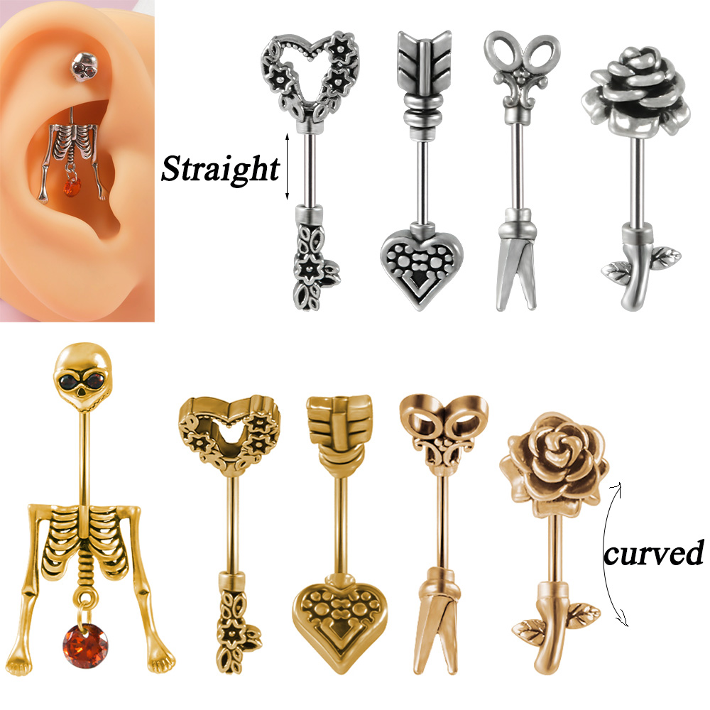 Body Jewelry Barbell - Pendiente Vintage de acero quirúrgico con