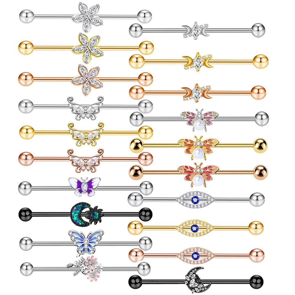 Body Jewelry Barbell - Pendientes de Barra con Forma de