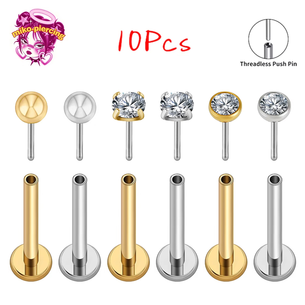 Body Jewelry Threadless - 10 unidades de Piercings Labret de