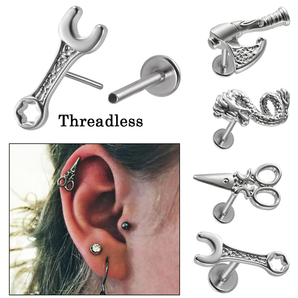 Body Jewelry Threadless - Llave sin rosca de acero quirúrgico,
