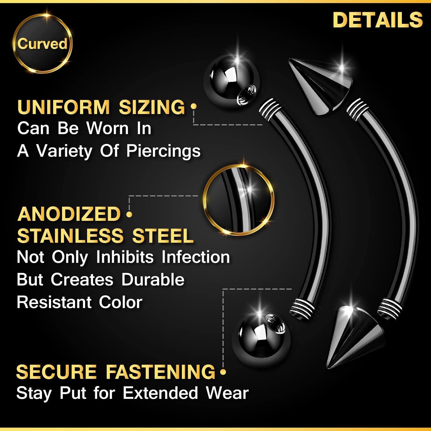 Set de 32 piezas de joyería de - Rook Curved Barbell reseña y precio