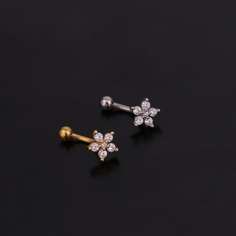 Anillo de circonia cúbica con  - Rook Curved Barbell reseña y precio