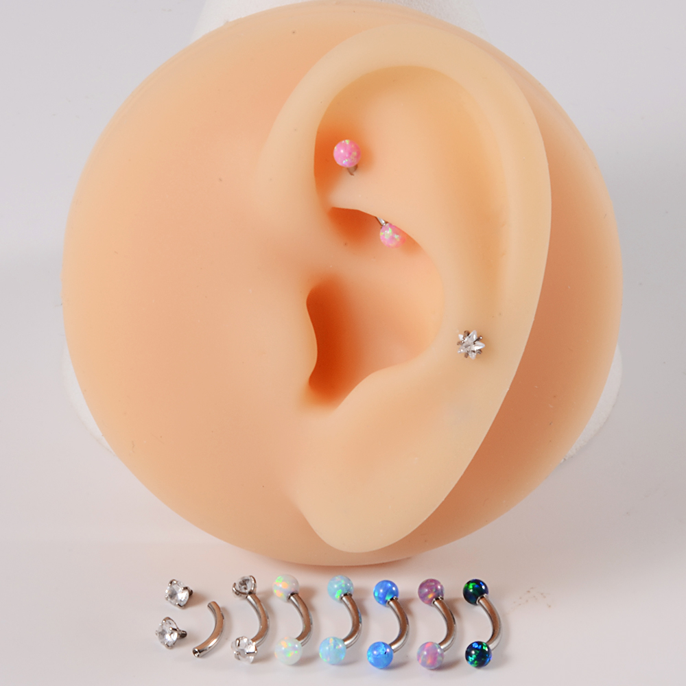 1 pieza G23 titanio CZ rosca i - Rook Curved Barbell reseña y precio
