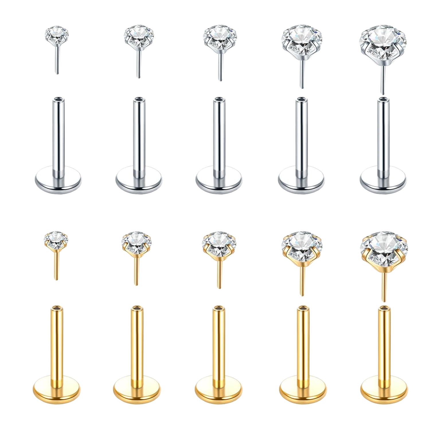 5 piezas sin hilo empuje en la - Body Jewelry Threadless reseña y precio