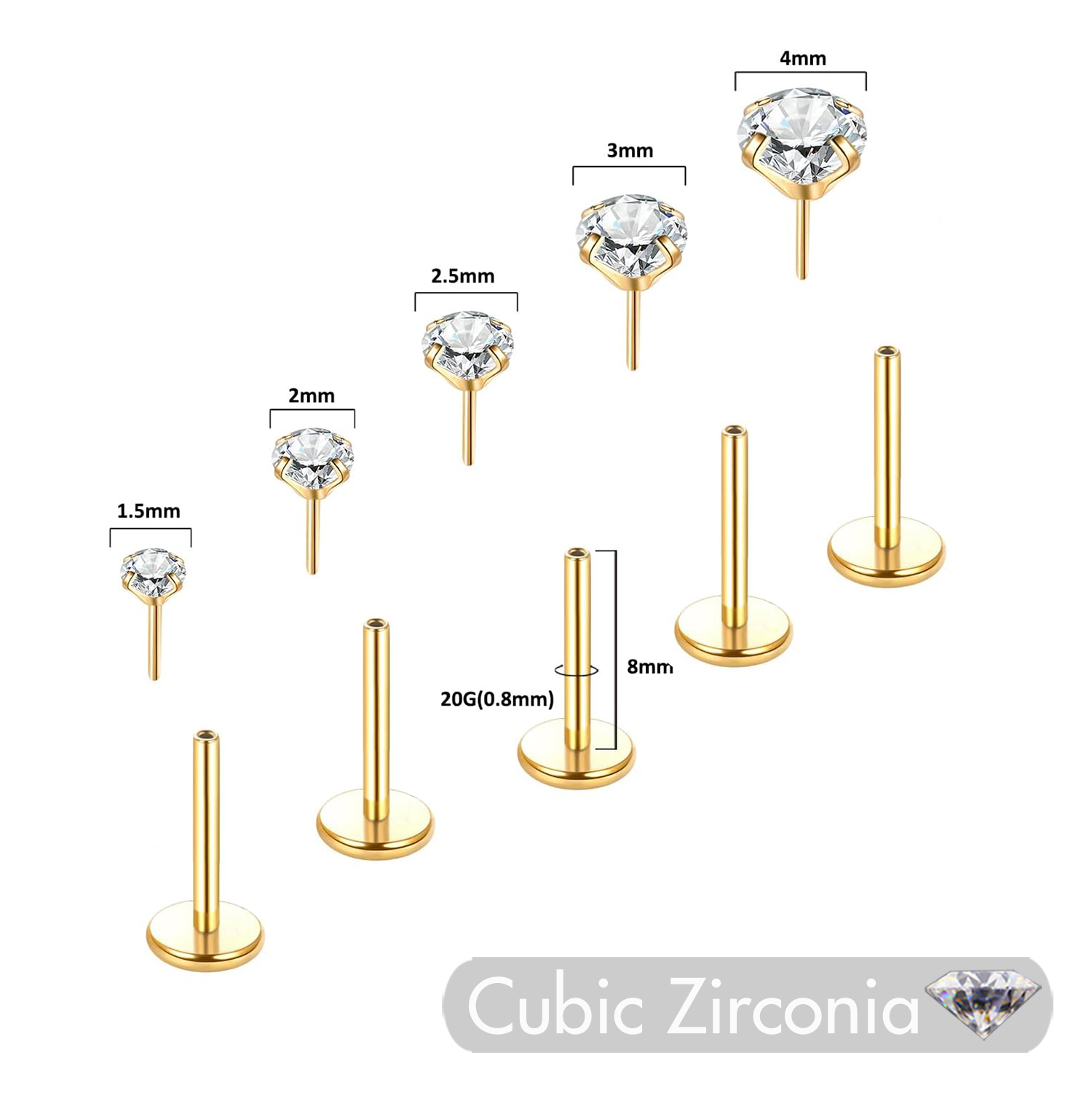 5 piezas sin hilo empuje en la - Body Jewelry Threadless reseña y precio