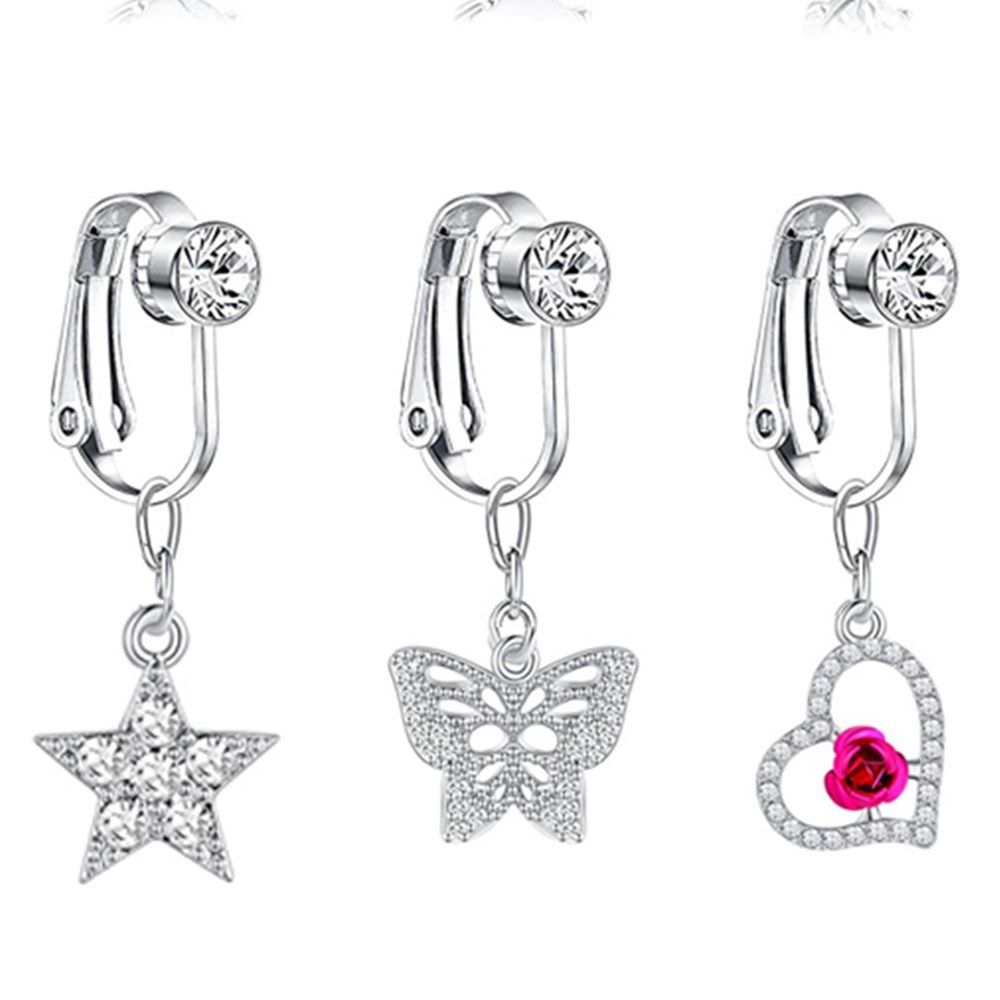 Pendientes de mariposa con cli - Body Jewelry Belly Button Rings reseña y precio