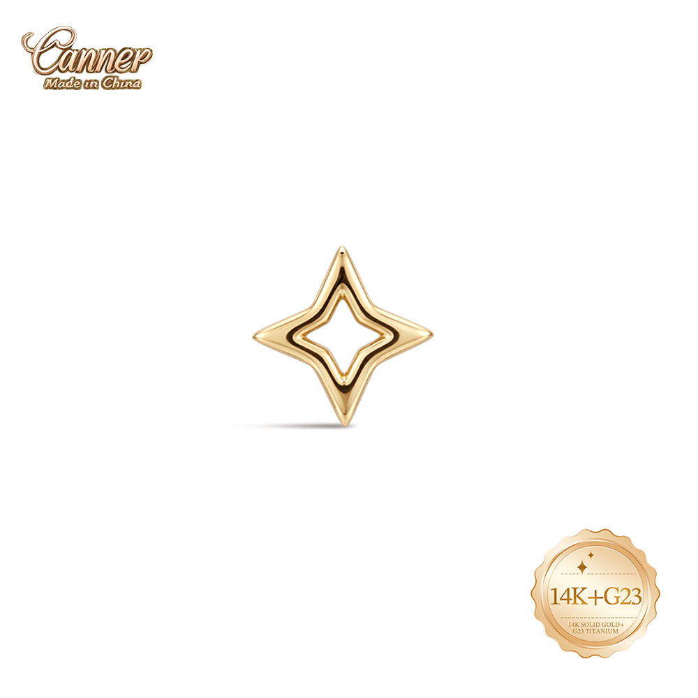 Pendientes CANNER de oro maciz - Body Jewelry Hypoallergenic reseña y precio