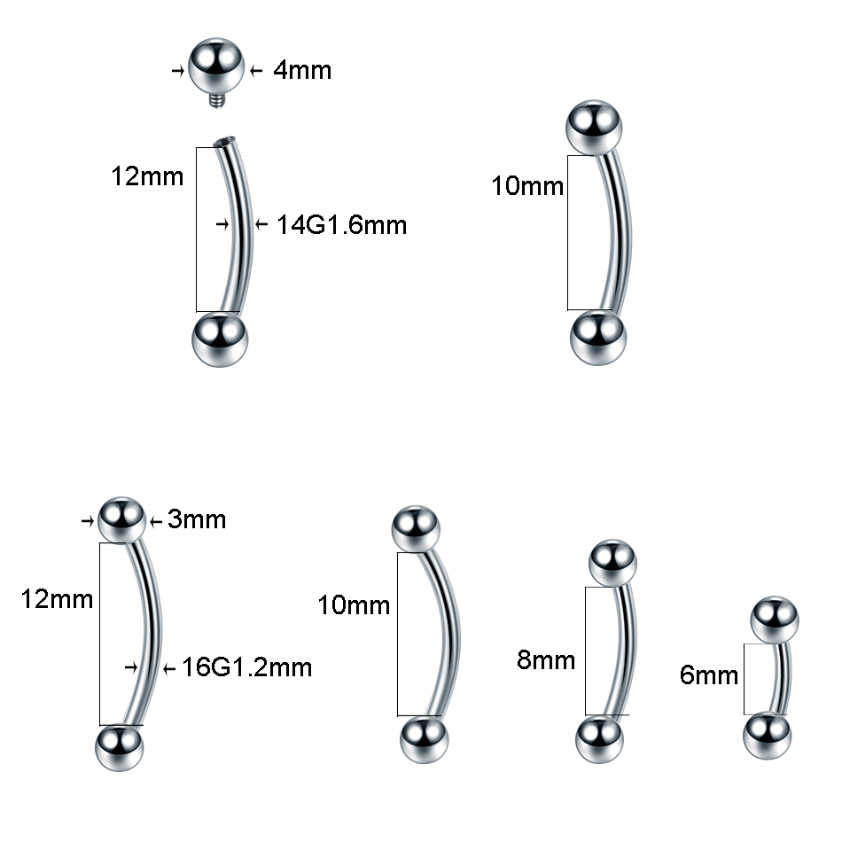 10 unids/lote G23 titanio ceja - Rook Curved Barbell reseña y precio