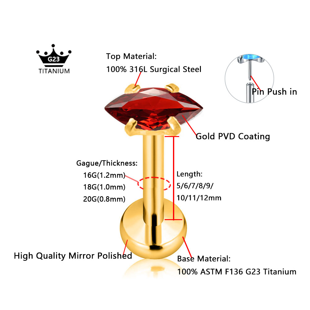 ASTM F136 G23 titanio Marquesa - Body Jewelry Threadless reseña y precio