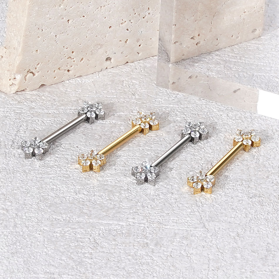 1 pieza de titanio flor pezón  - Body Jewelry Barbell reseña y precio