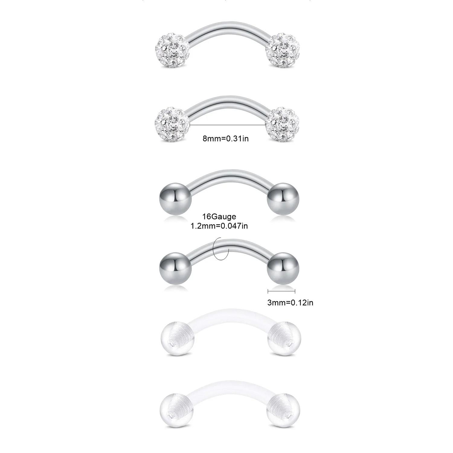 6pcs / Set Elegante lindo 16G  - Rook Curved Barbell reseña y precio