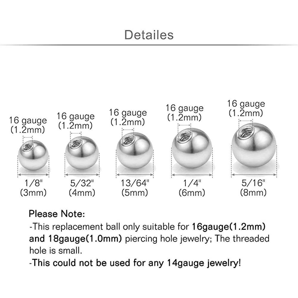Bolas de repuesto para 20 piez - Body Jewelry Barbell reseña y precio