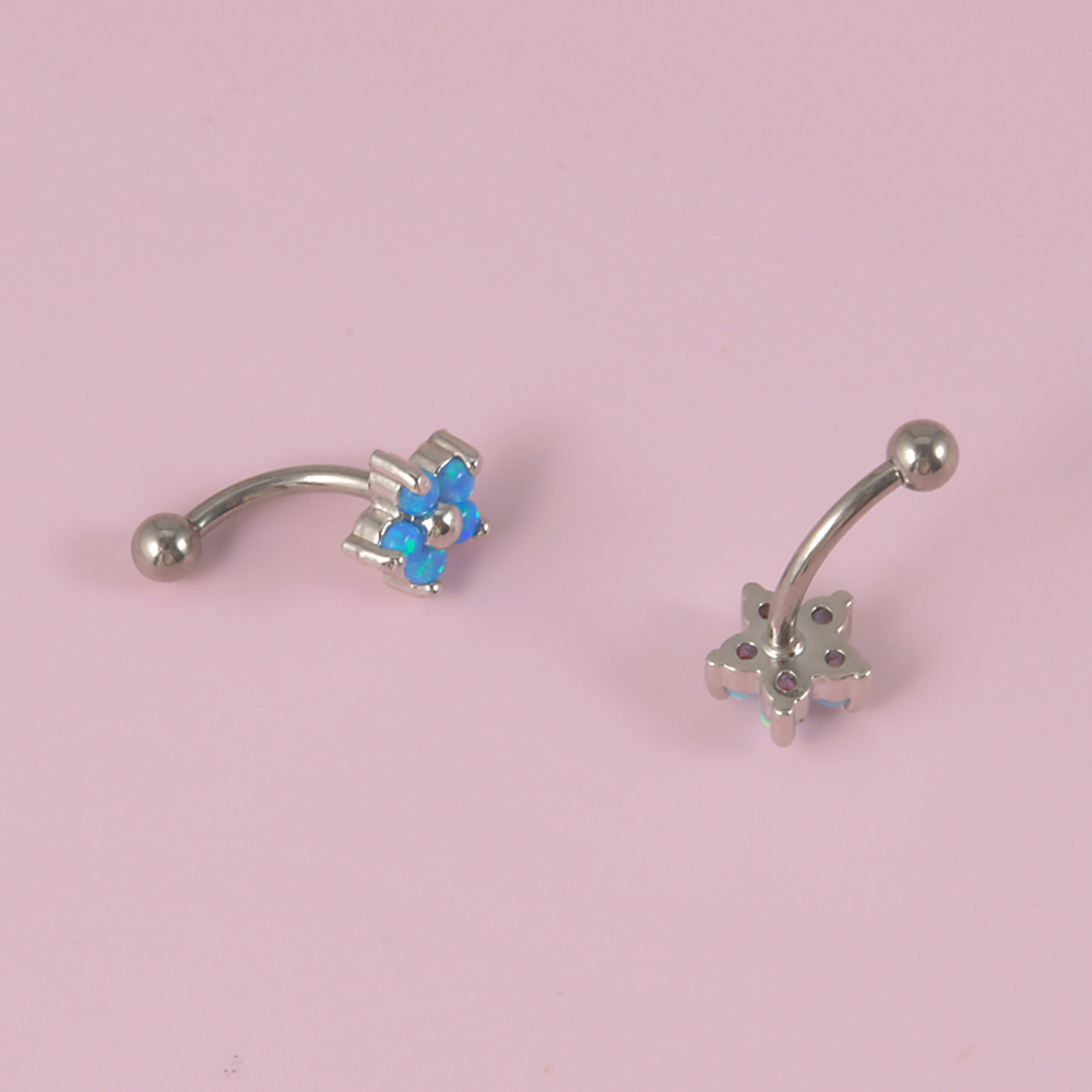 Piercing de flor de cristal de - Rook Curved Barbell reseña y precio