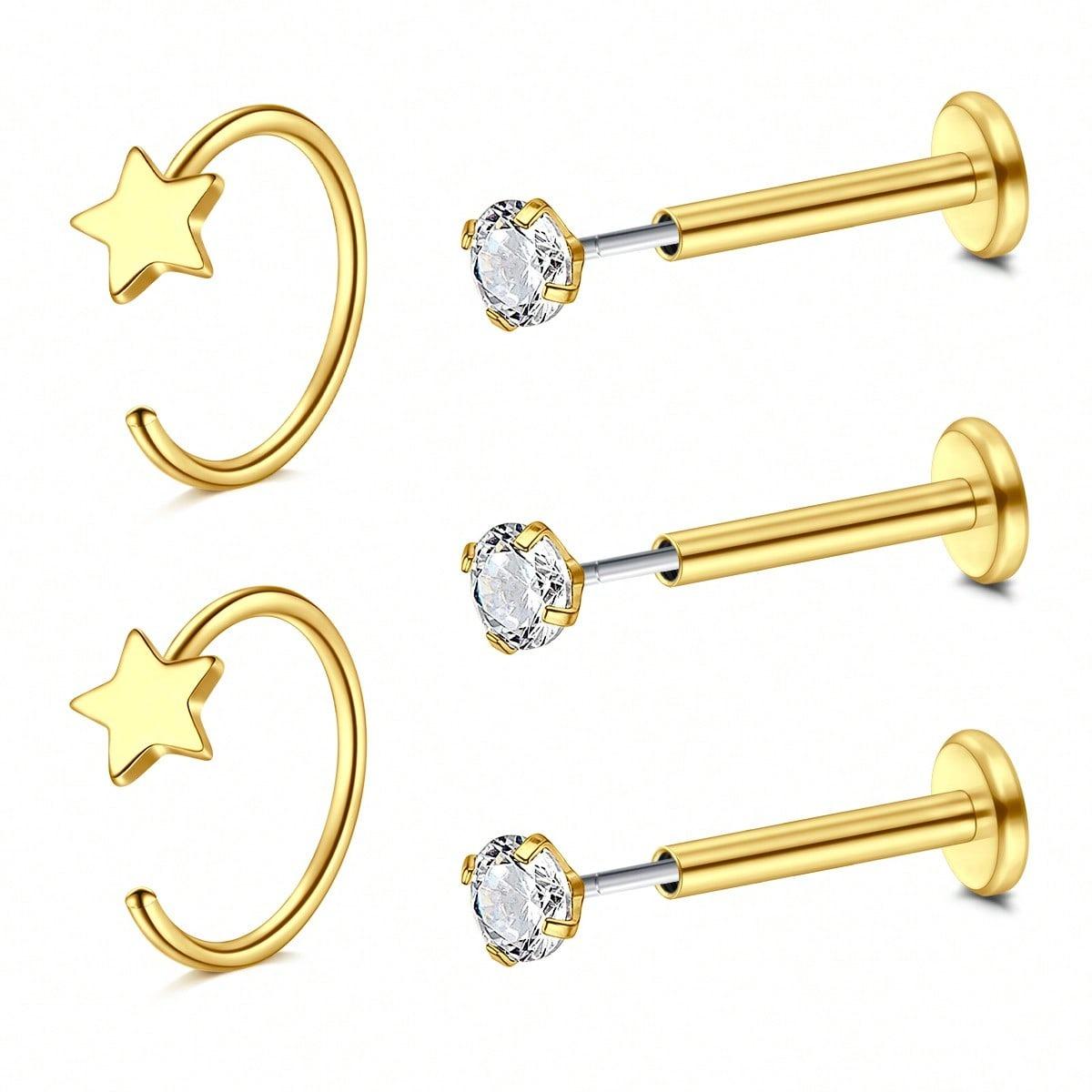 5 Piezas de Anillos para la Na - Body Jewelry Threadless reseña y precio