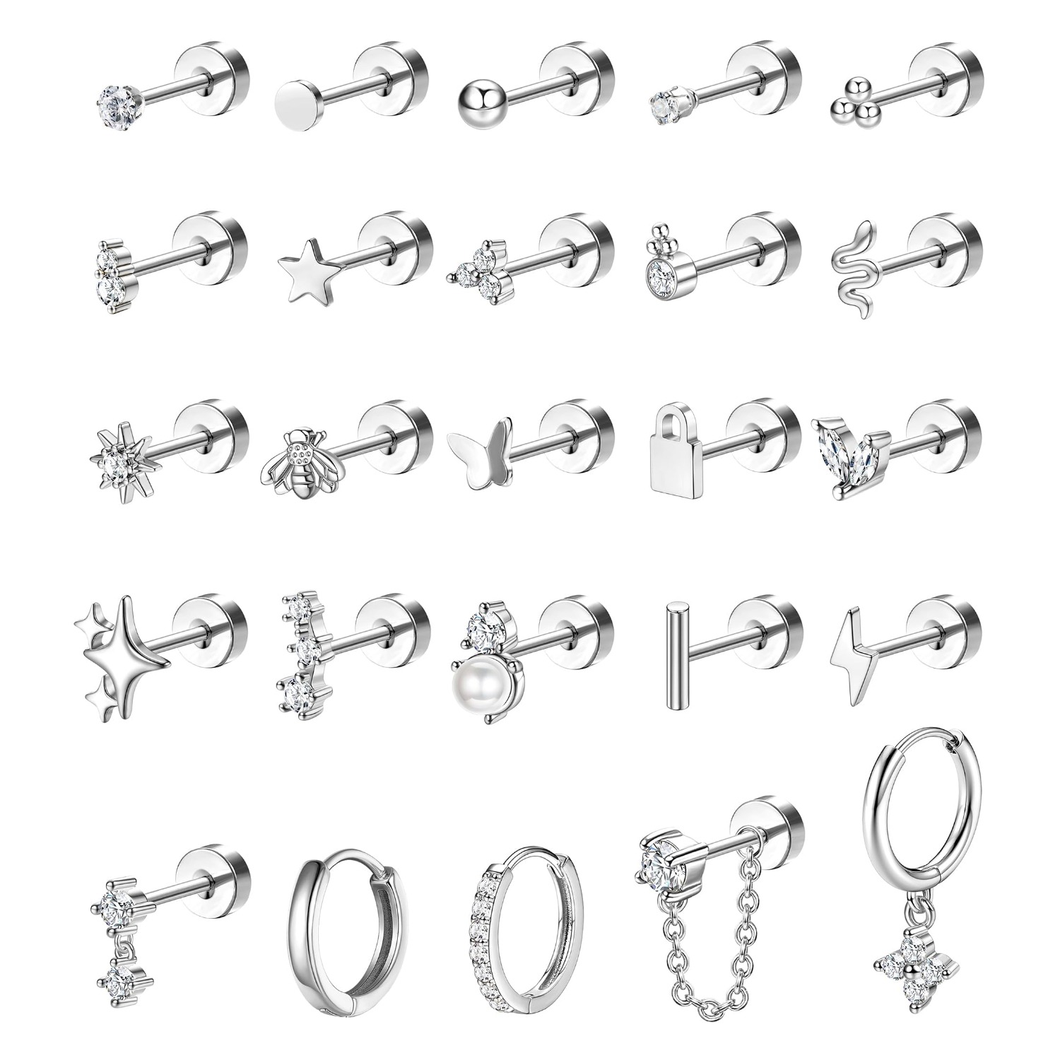Bobisty, 1 pieza, pendientes p - Body Jewelry Surgical Steel reseña y precio