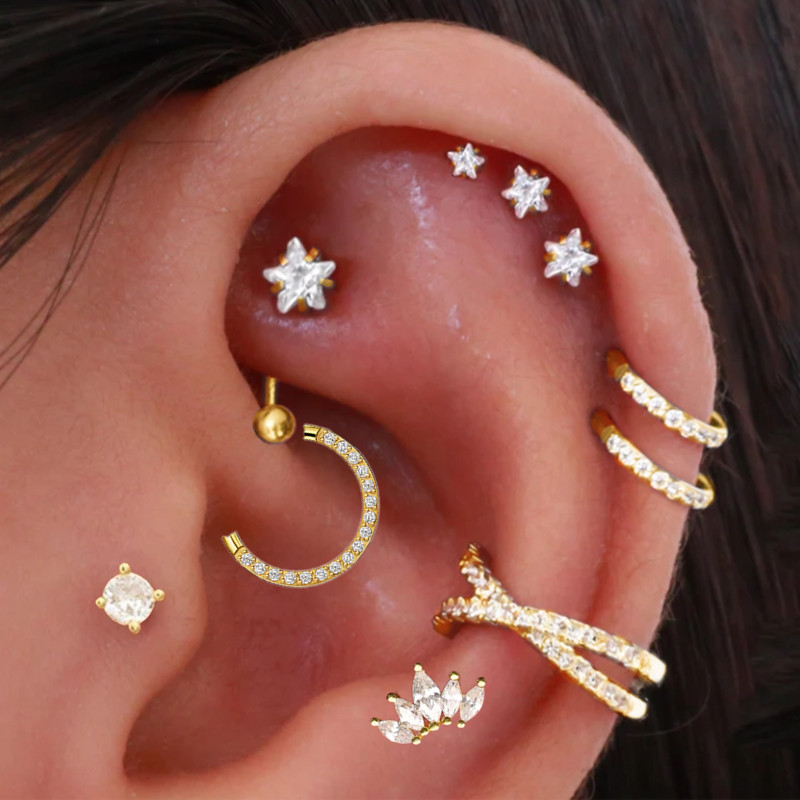 Pendientes de estrella con Pie - Body Jewelry Surgical Steel reseña y precio
